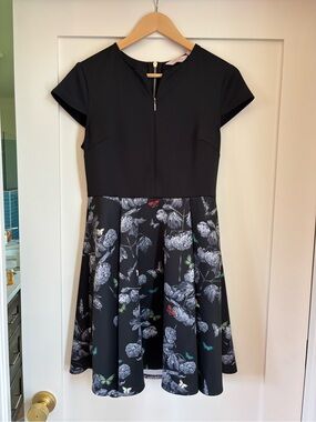 Ted Baker Black Sleeveless Dress with Branded Neckline